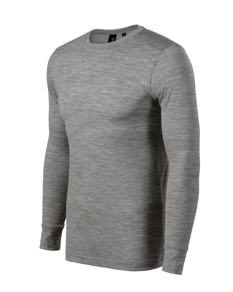 Merino Rise LS - dark gray melange