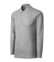 Pique Polo LS - dark gray melange