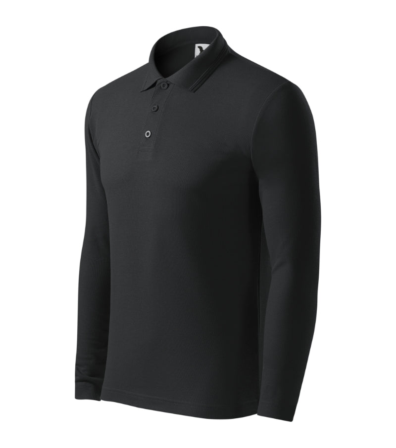 Pique Polo LS - ebony gray