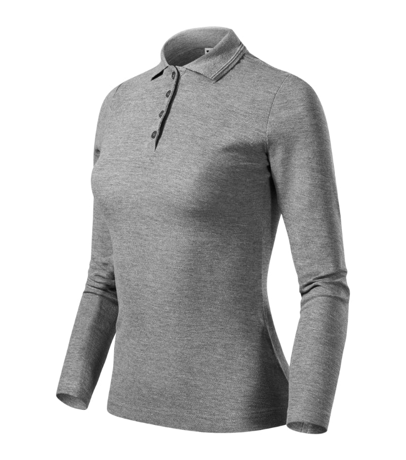 Pique Polo LS - dark gray melange