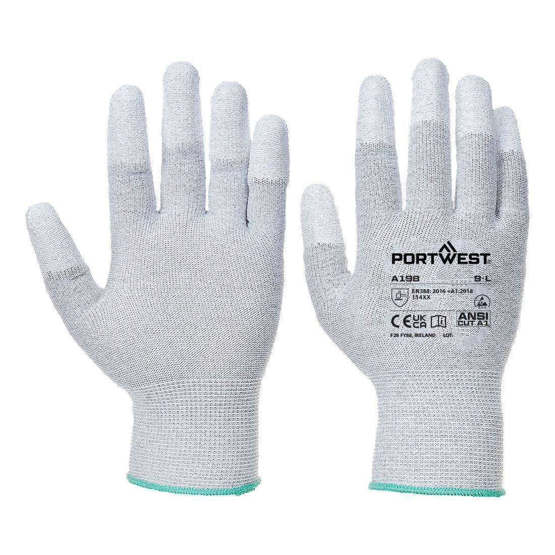 ESD 13 PU Fingertip Glove - GRRR