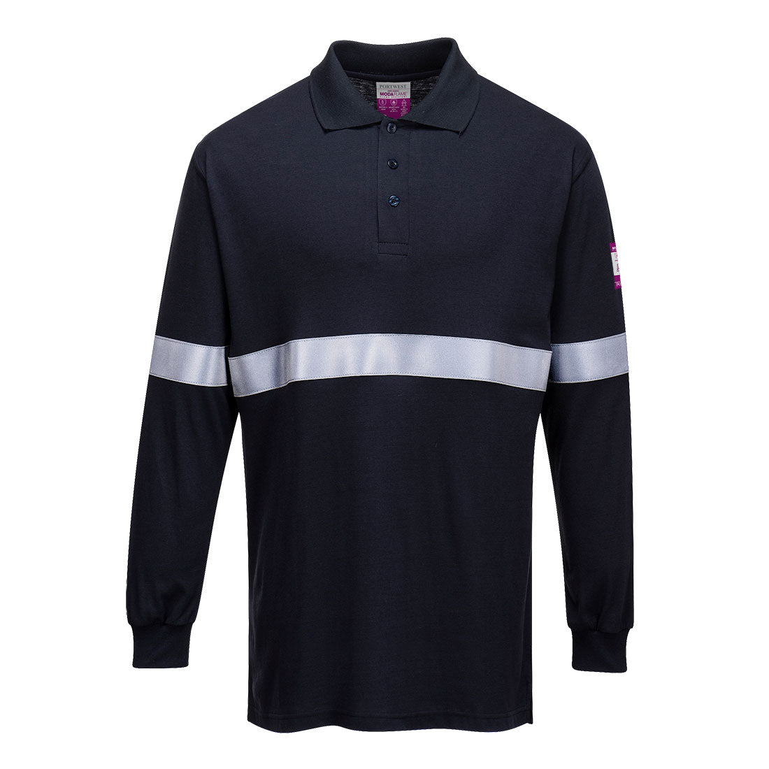 Modaflame Knit FR Long Sleeve Polo Shirt - NARR