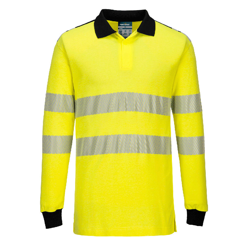 PW3 Modaflame Knit Hi-Vis FR Long Sleeve Polo Shirt - YBRR
