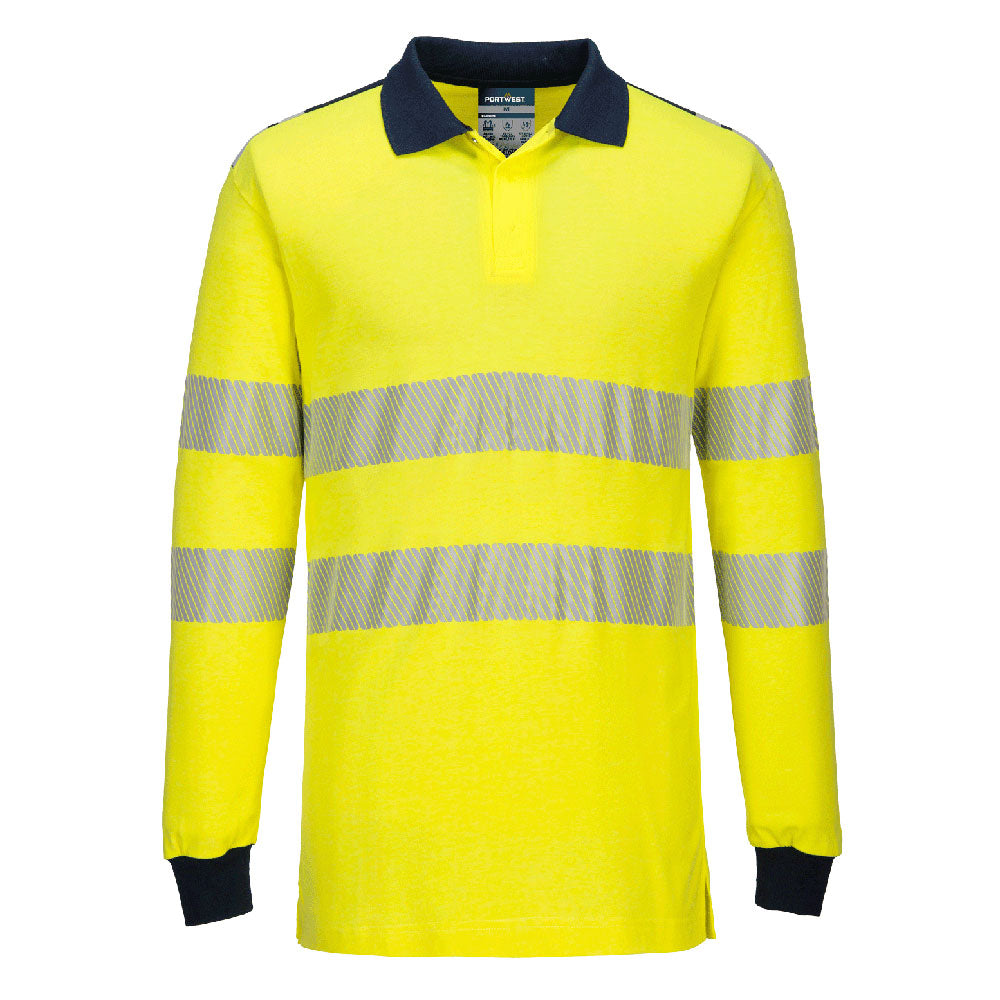 PW3 Modaflame Knit Hi-Vis FR Long Sleeve Polo Shirt - YNRR
