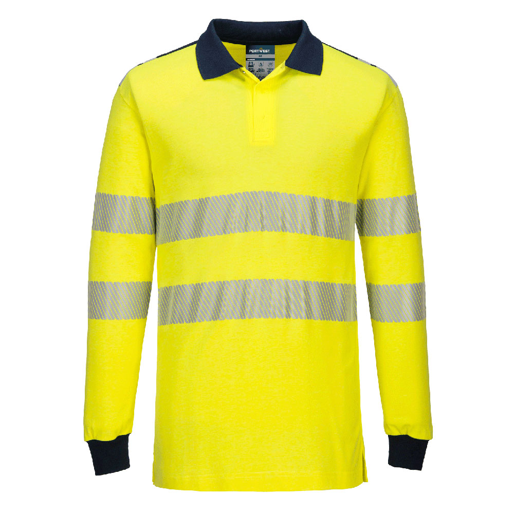 PW3 Modaflame Knit Hi-Vis FR Long Sleeve Polo Shirt - YNRR