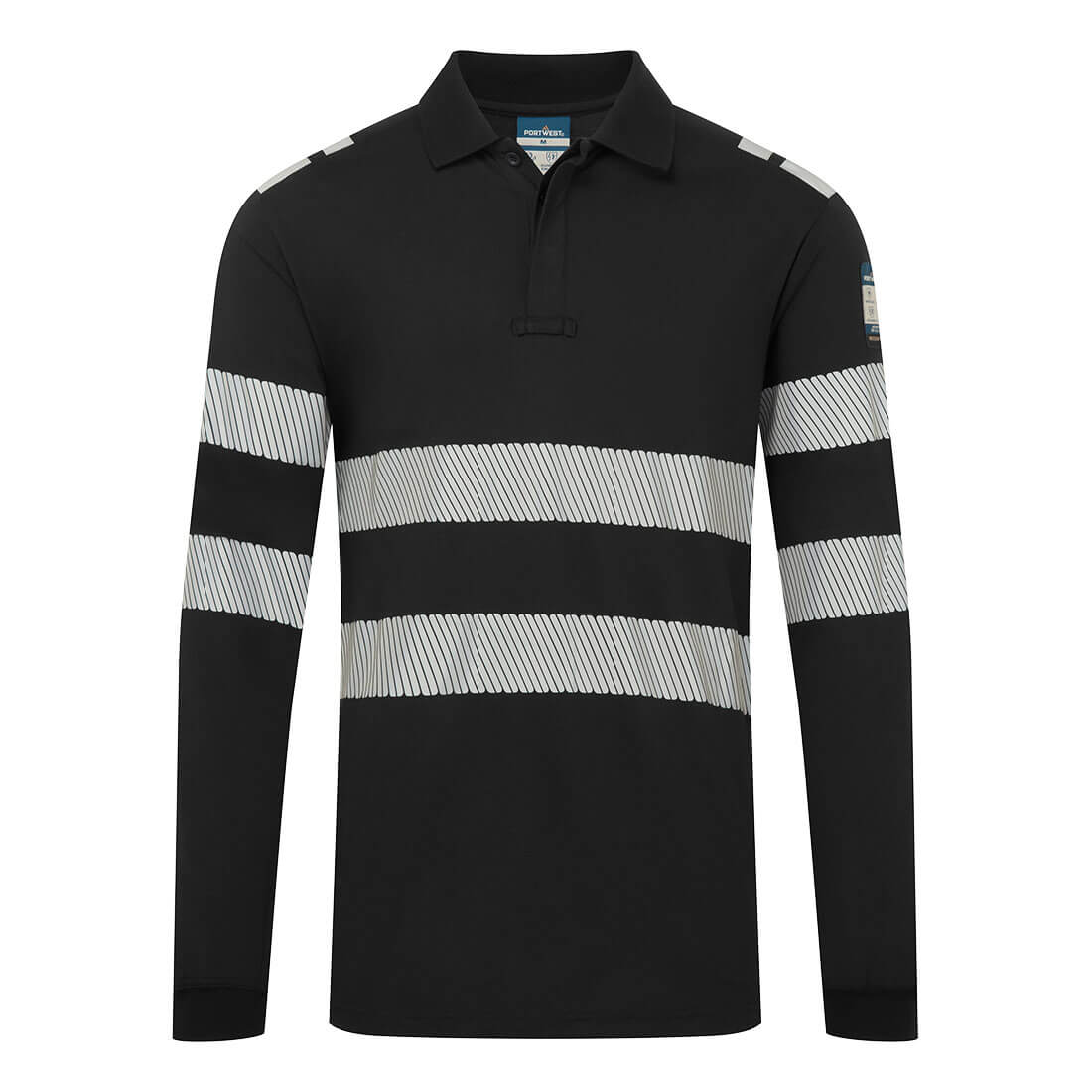 PW3 Modaflame Knit FR Long Sleeve Polo Shirt - BKRR