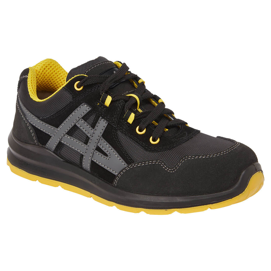 Steel Leather and Textile Trainer S1 FO SR - BKRR