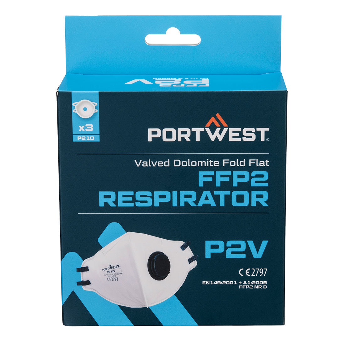 FFP2 Valved Dolomite Fold Flat Respirator (Pk3) - WHR