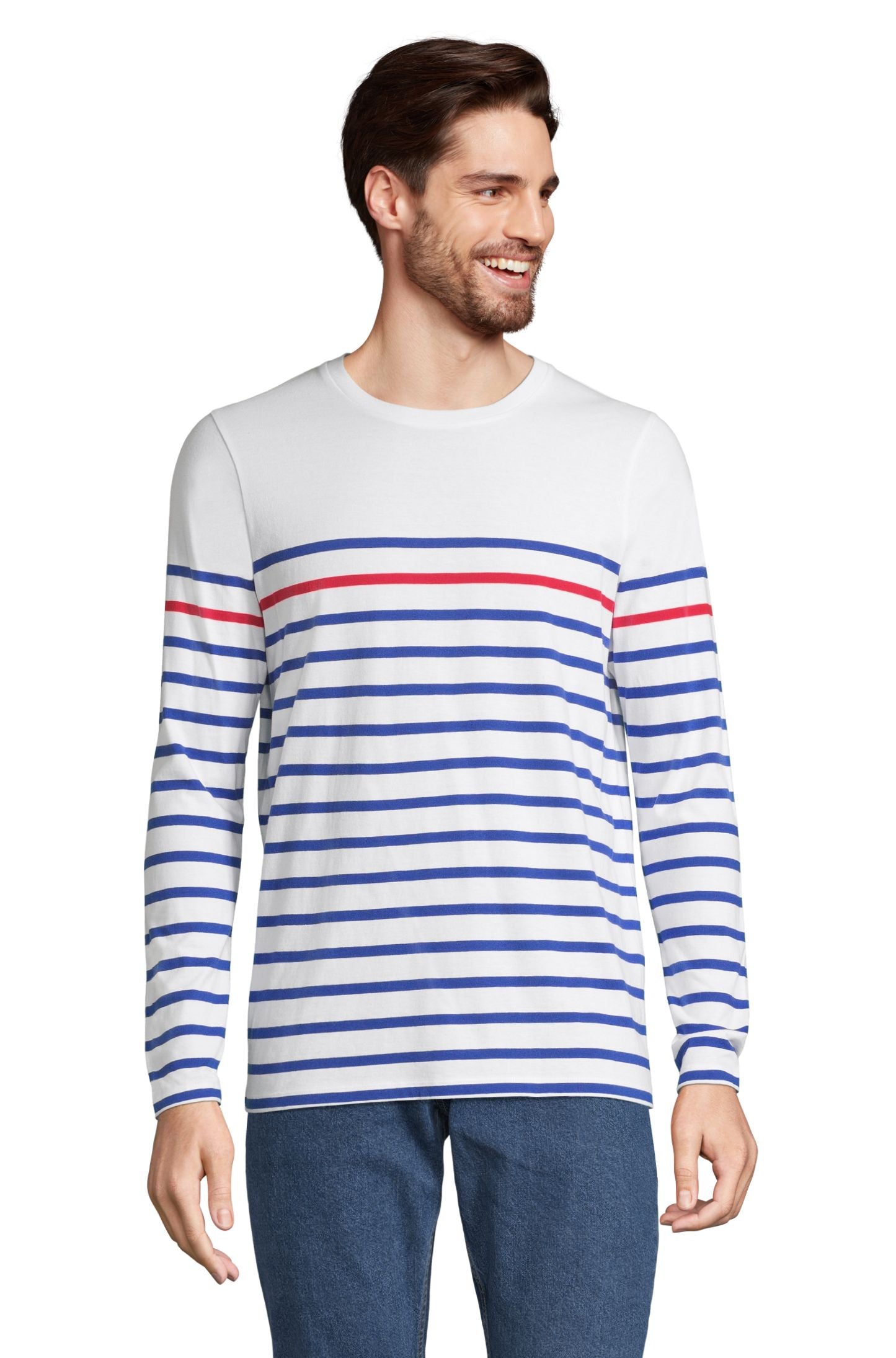 SOL'S MATELOT LSL MEN - Blanco / Azul real / Rojo