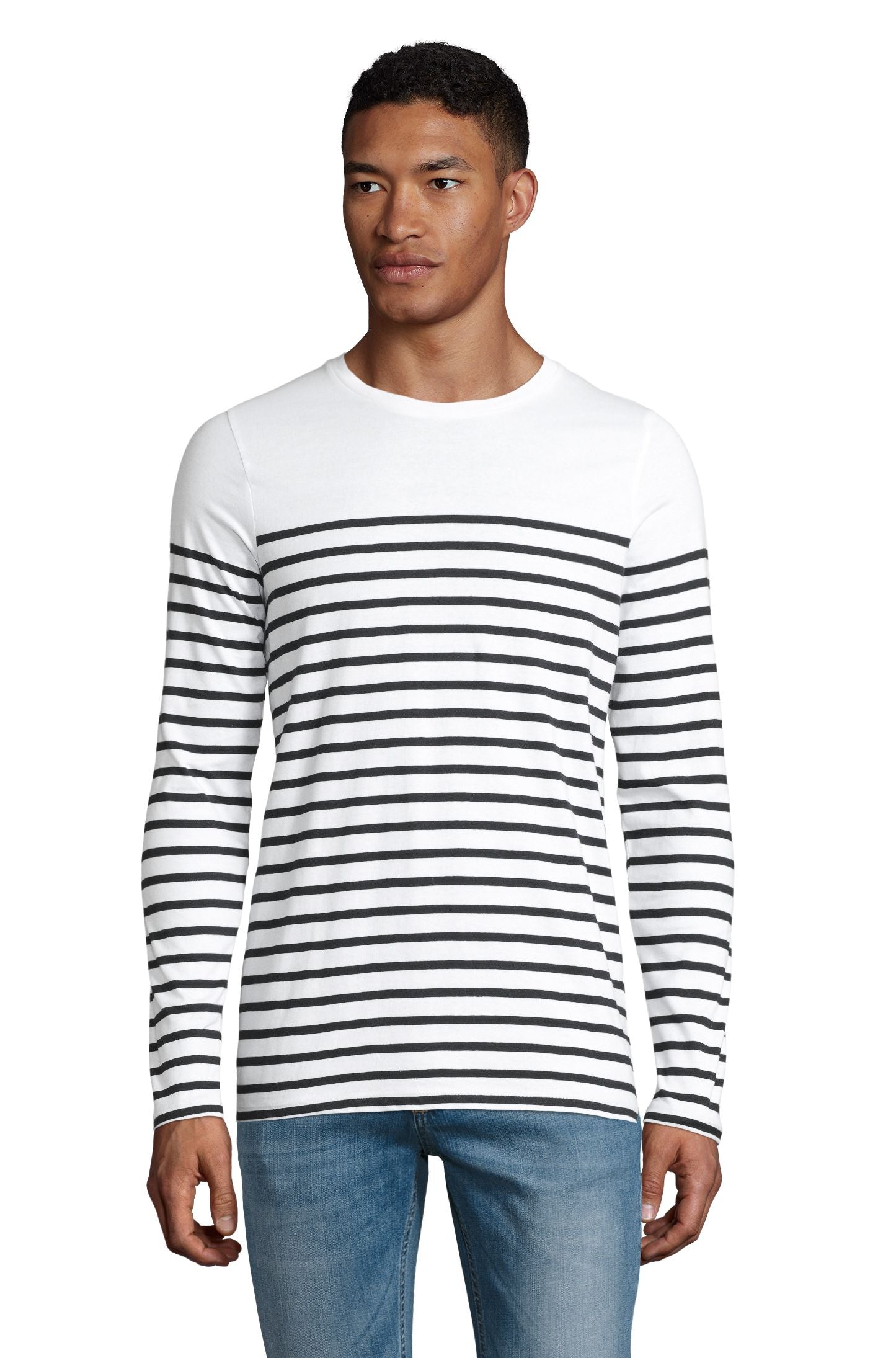 SOL'S MATELOT LSL MEN - Blanco / Azul marino