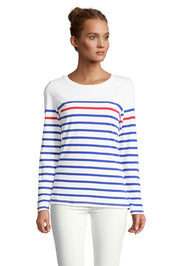 SOL'S MATELOT LSL WOMEN - Blanco / Azul real / Rojo