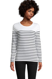 SOL'S MATELOT LSL WOMEN - Blanco / Azul marino