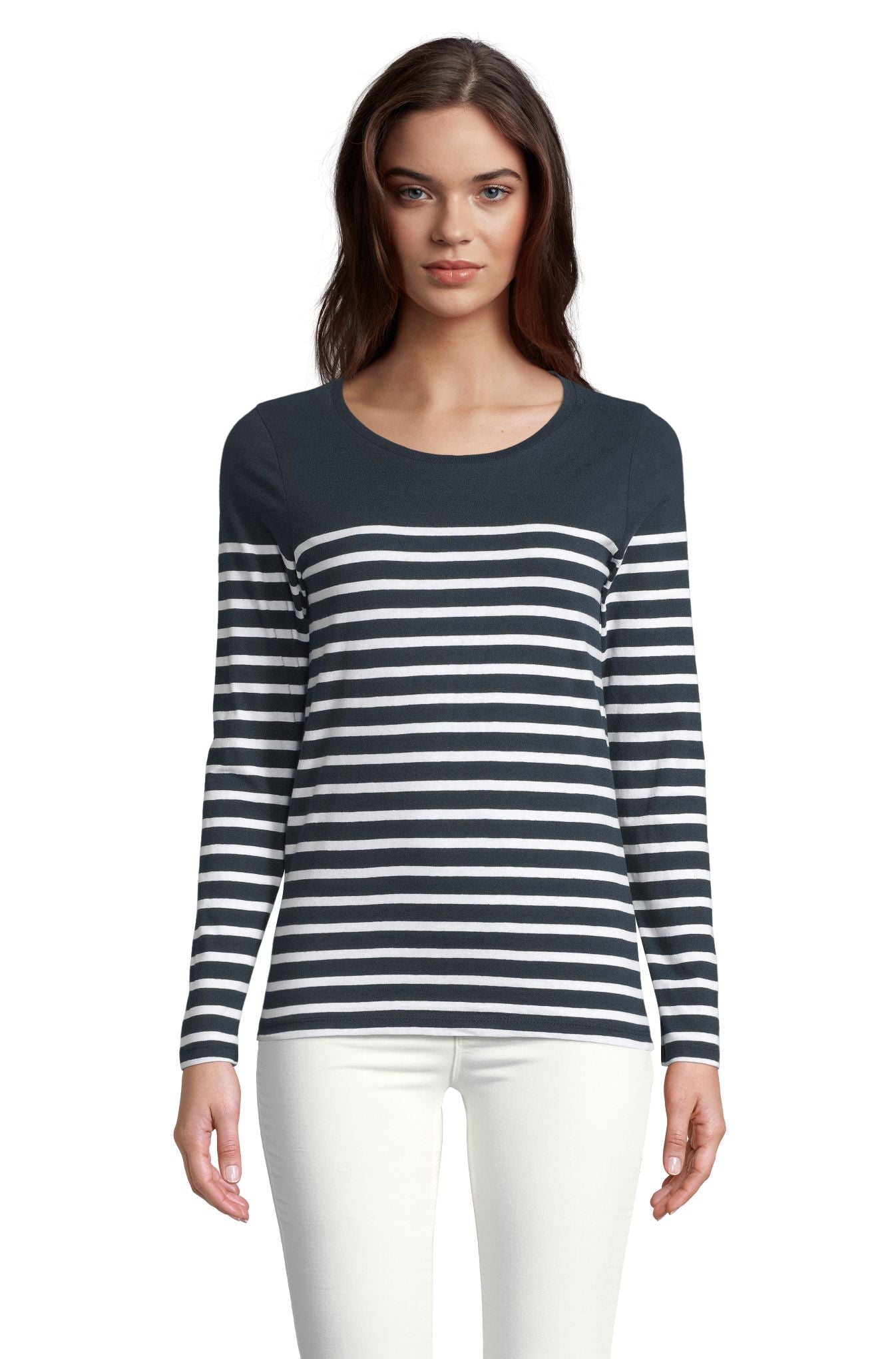 SOL'S MATELOT LSL WOMEN - French marino / Blanco